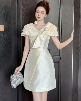 Western style show young summer bow slim dress