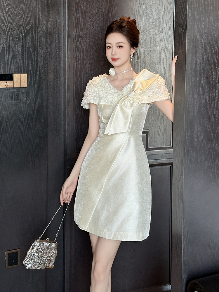 Western style show young summer bow slim dress