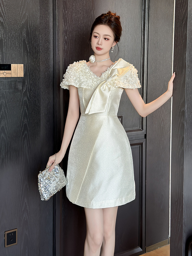 Western style show young summer bow slim dress