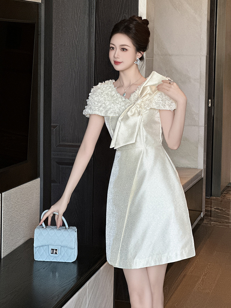 Western style show young summer bow slim dress