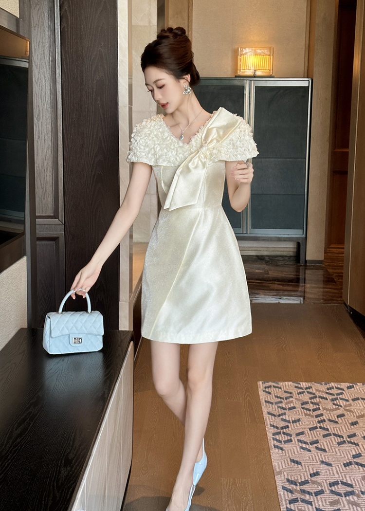 Western style show young summer bow slim dress