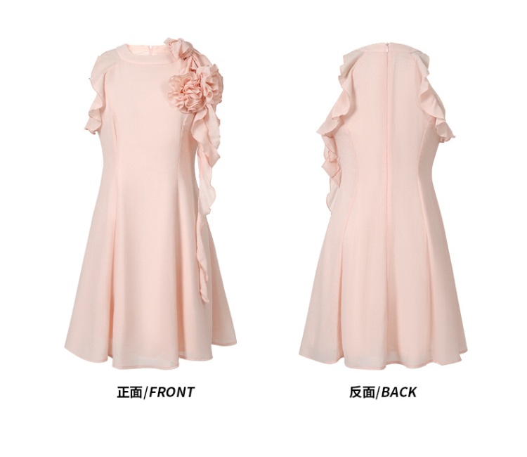 Sweet pinched waist flowers A-line dress for women