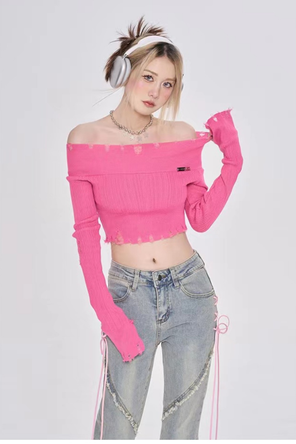 Short France style tops autumn slim sweater for women