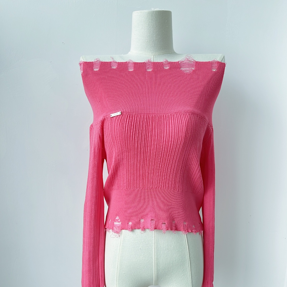 Short France style tops autumn slim sweater for women