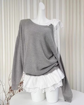 Lace tops autumn and winter sweater for women