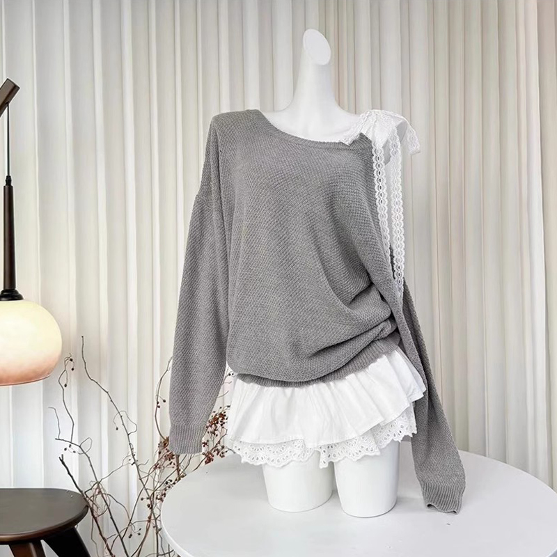 Lace tops autumn and winter sweater for women