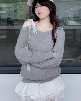 Pseudo-two sweater long tops for women