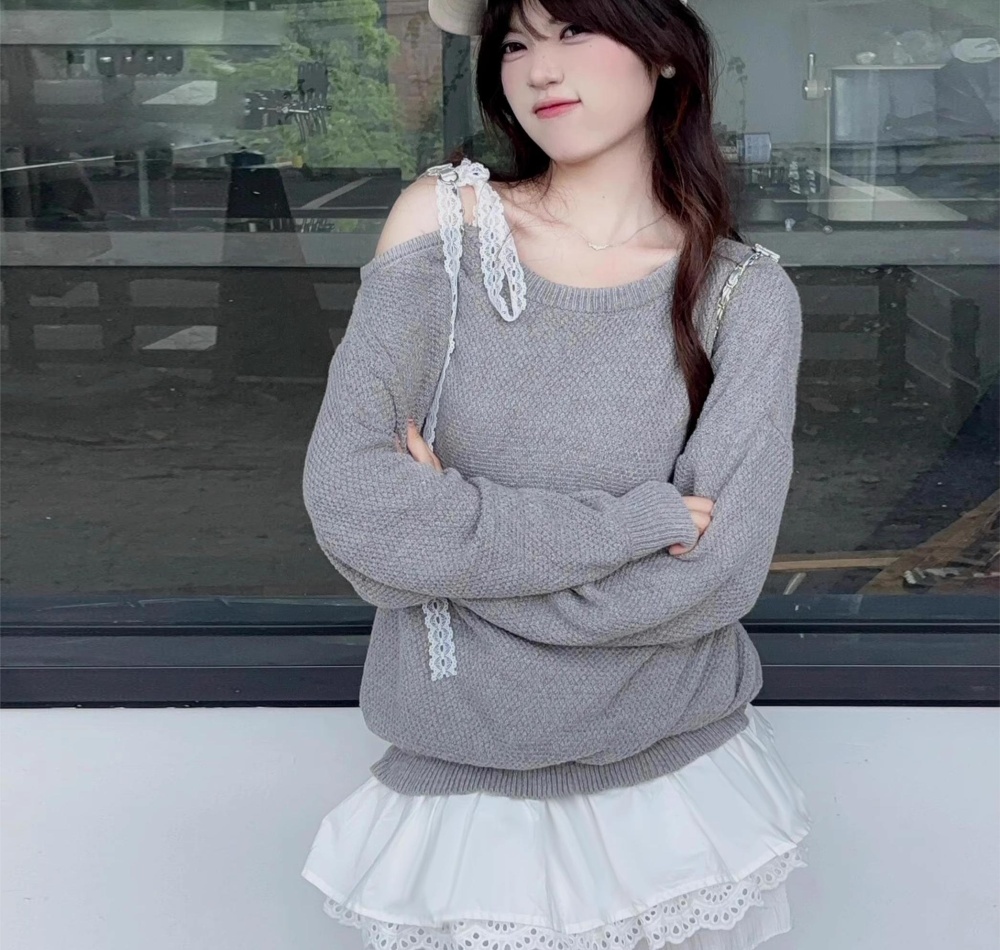 Pseudo-two sweater long tops for women