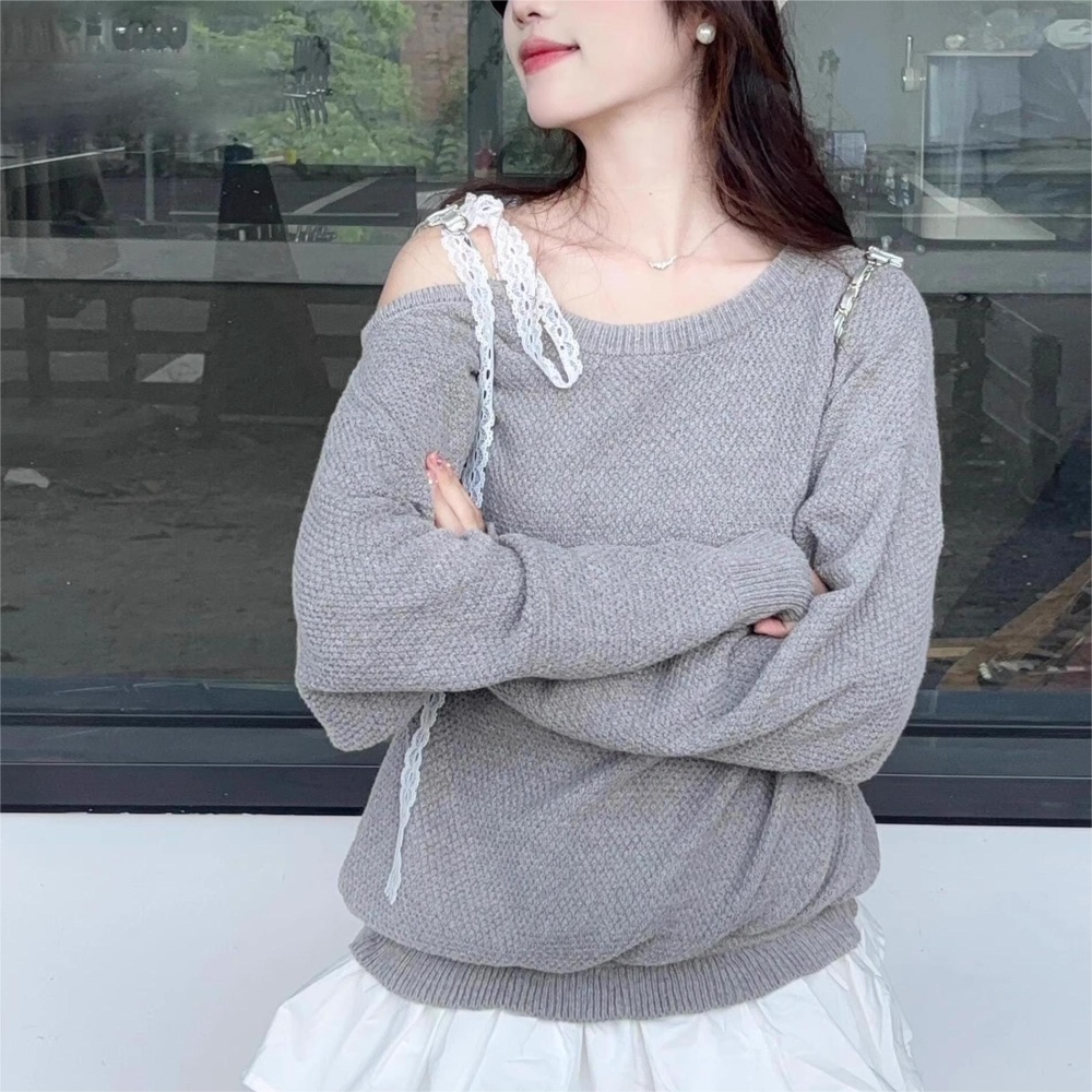 Pseudo-two sweater long tops for women