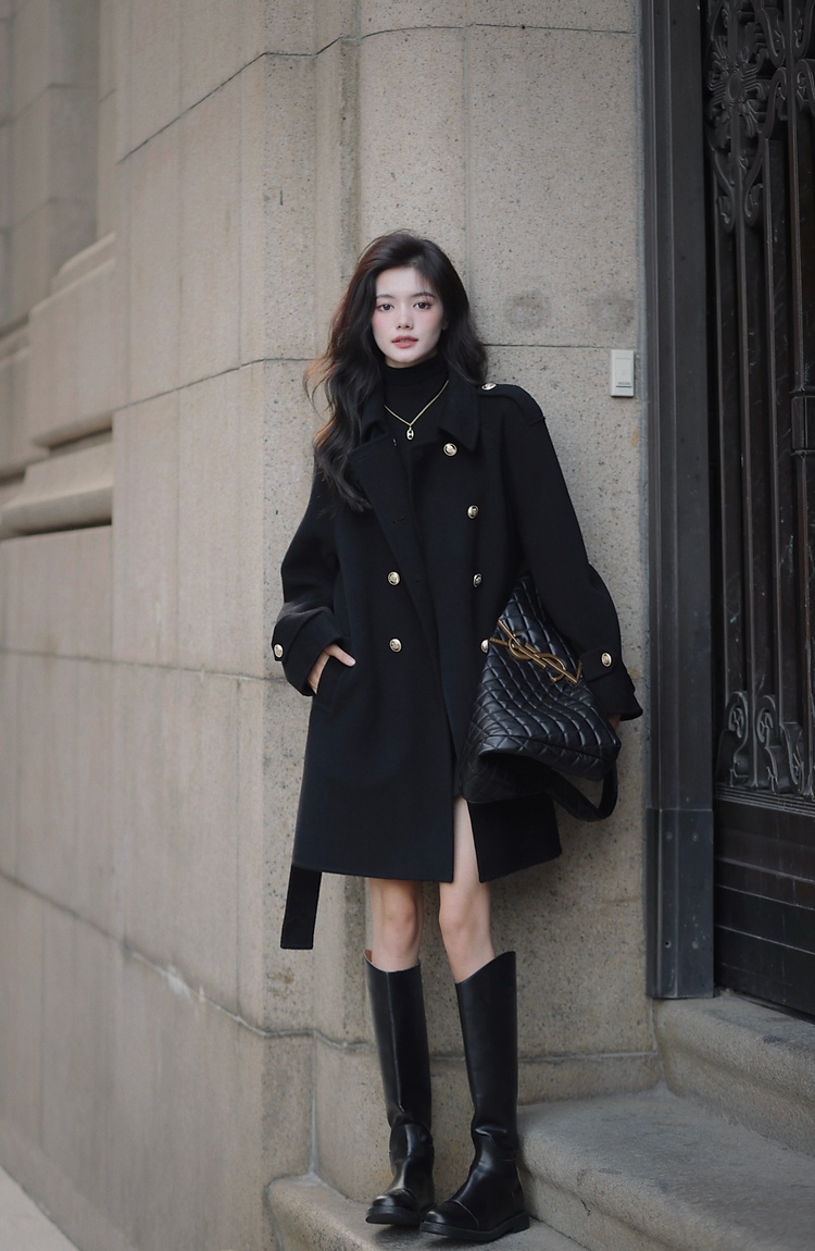 Autumn and winter woolen coat overcoat for women