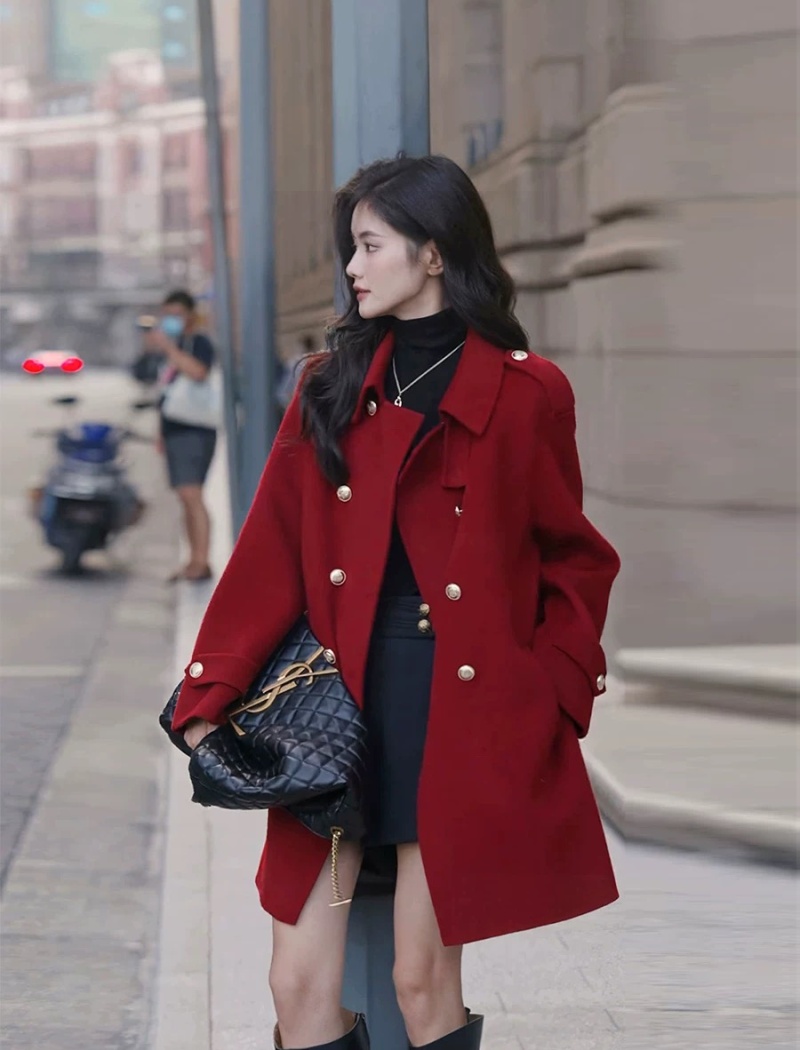 Autumn and winter woolen coat overcoat for women