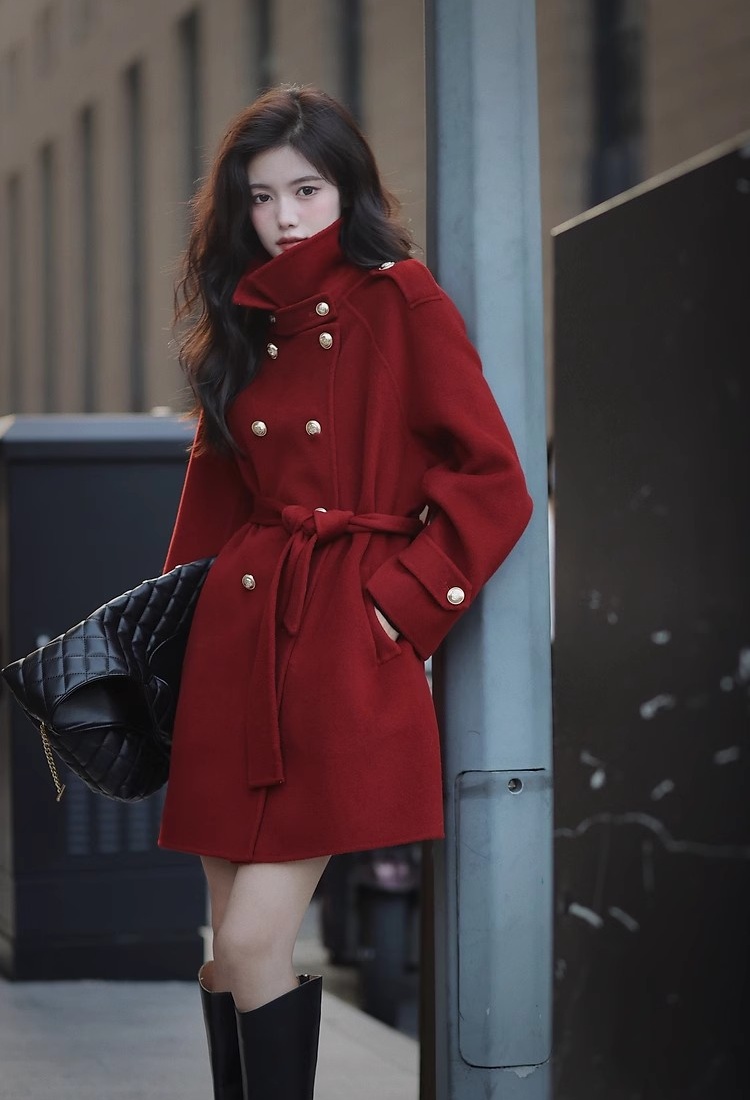 Autumn and winter woolen coat overcoat for women