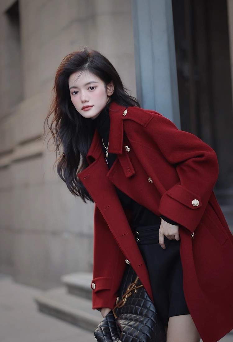 Autumn and winter woolen coat overcoat for women