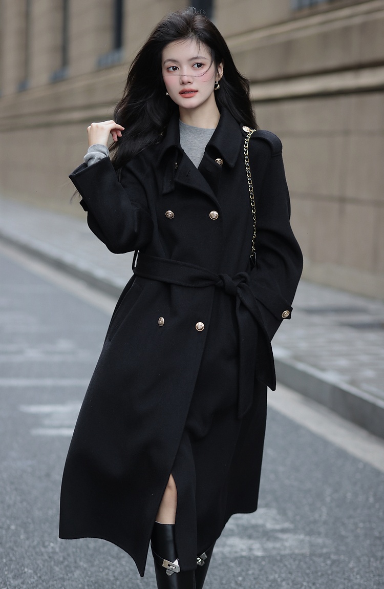 Retro overcoat woolen woolen coat for women