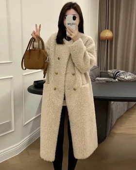 Loose lazy overcoat winter lambs wool coat for women