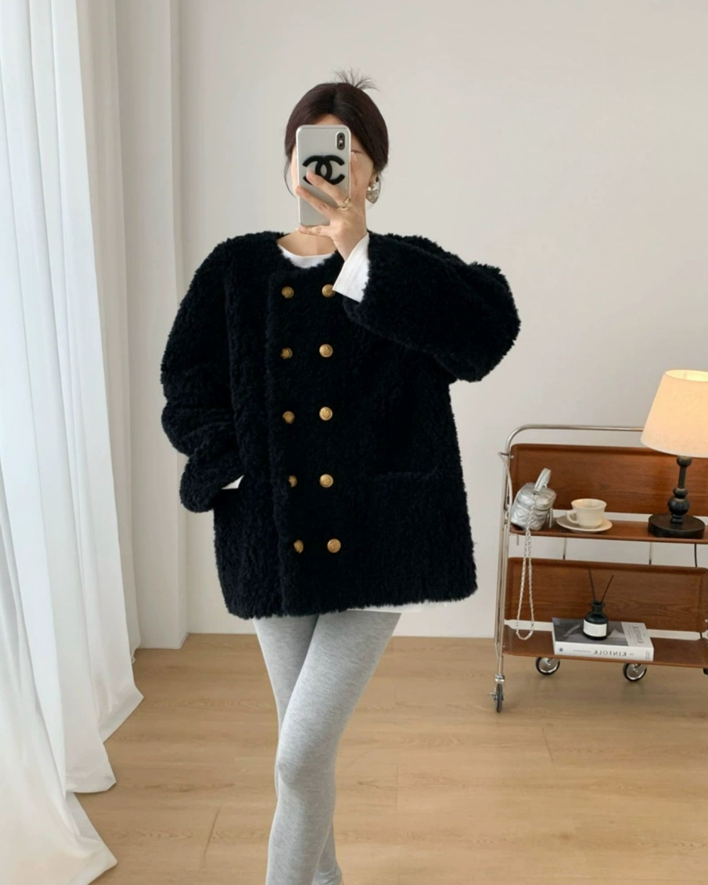 Autumn chanelstyle winter wool lambs wool thermal coat