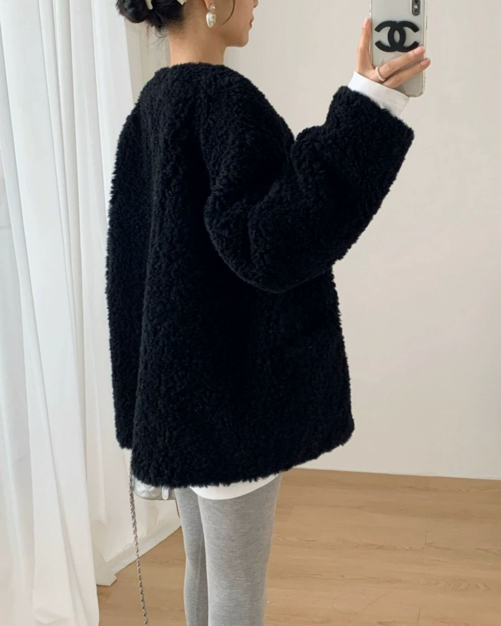 Autumn chanelstyle winter wool lambs wool thermal coat