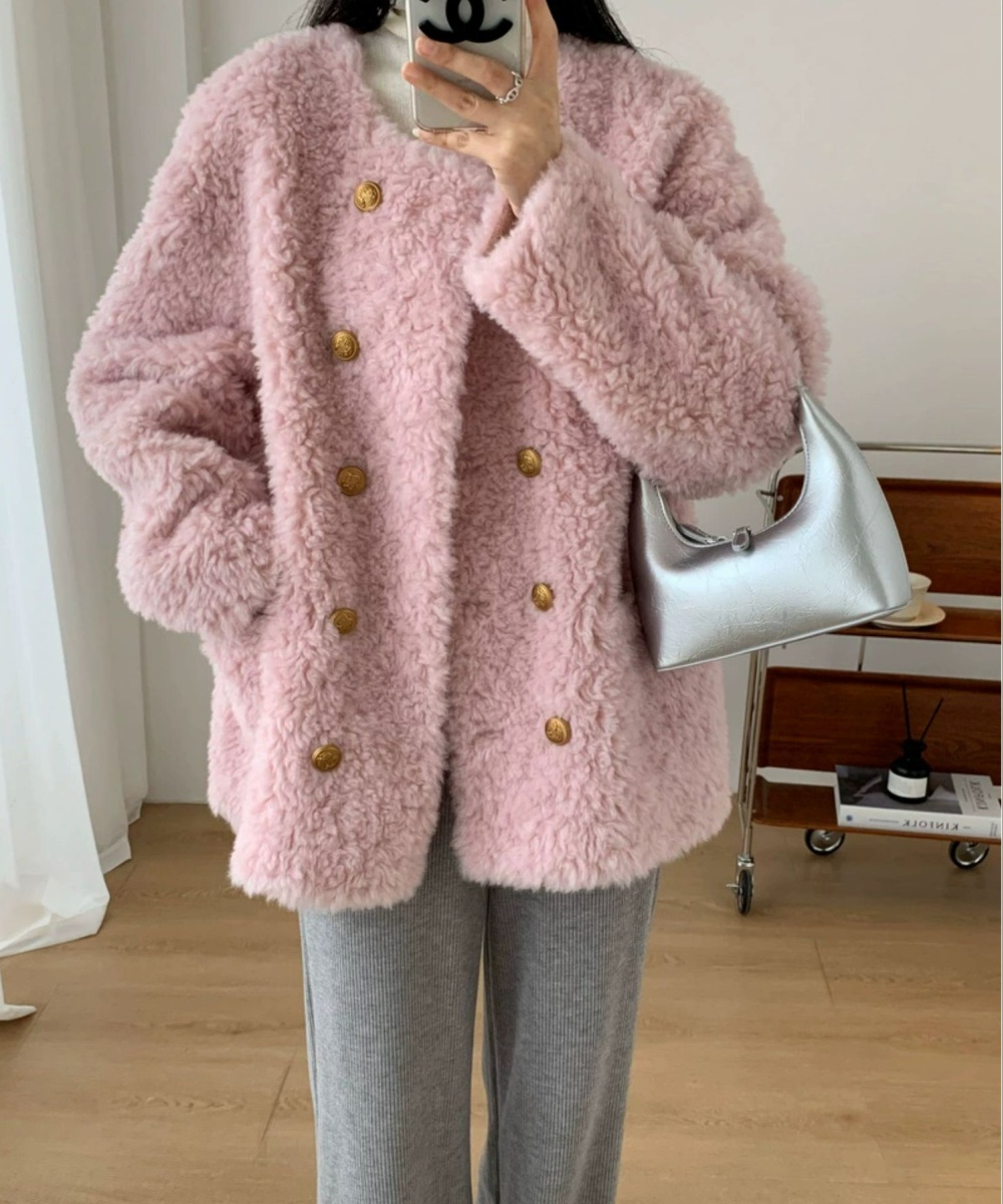 Autumn chanelstyle winter wool lambs wool thermal coat