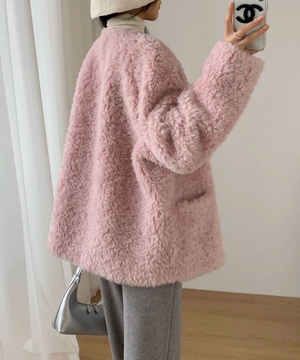 Autumn chanelstyle winter wool lambs wool thermal coat