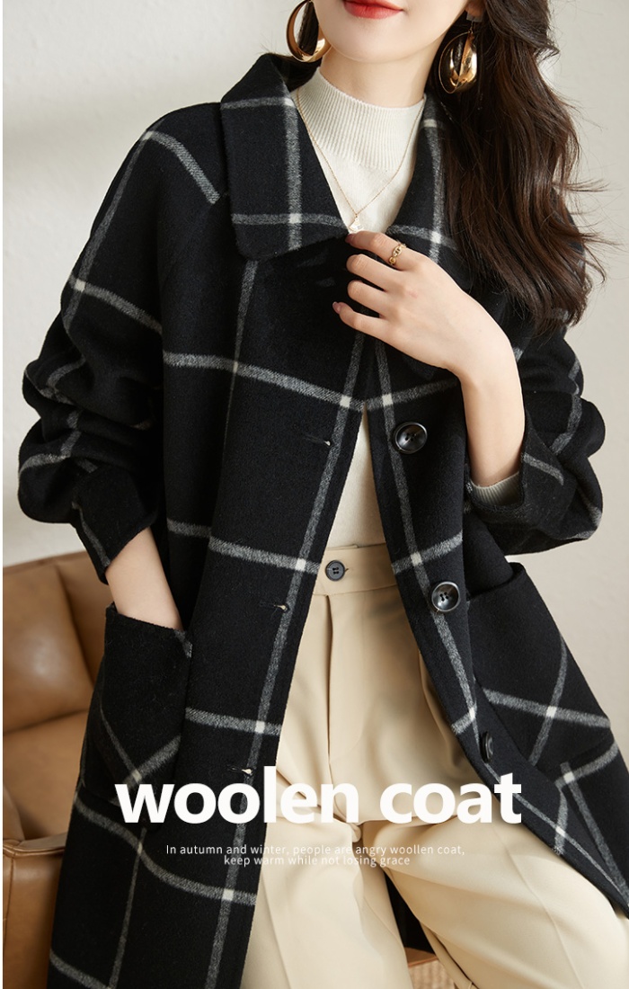 Wool autumn and winter coat houndstooth long overcoat