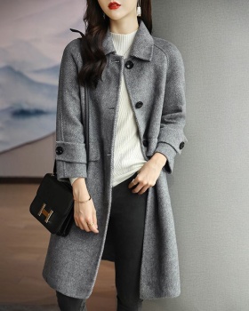 Straight Korean style coat black overcoat for women