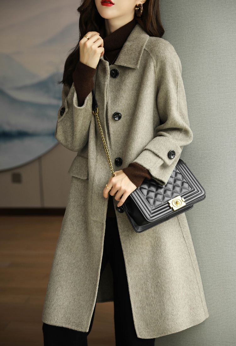 Straight Korean style coat black overcoat for women