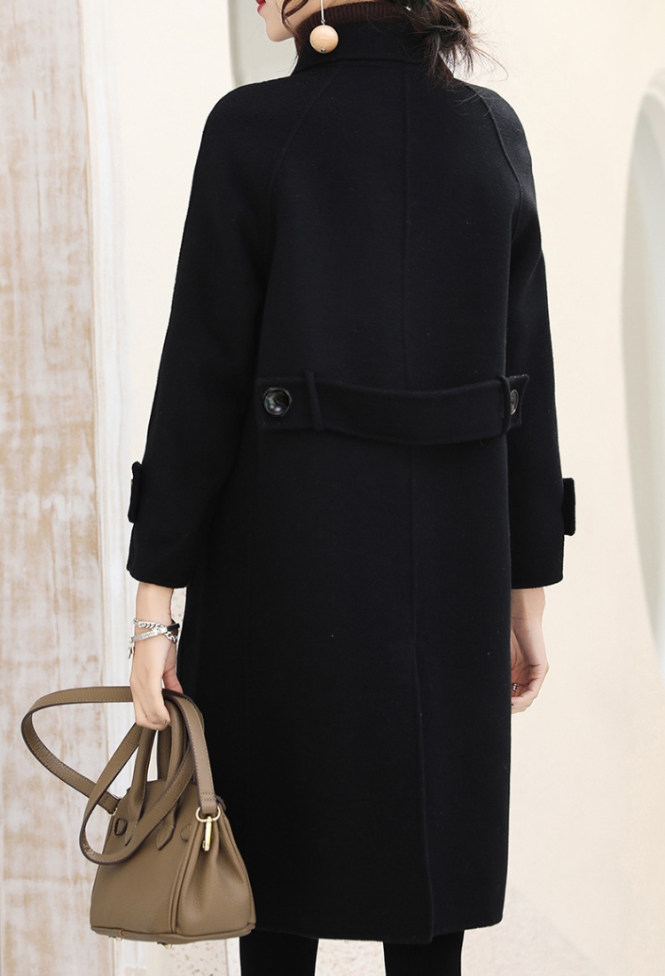 Straight Korean style coat black overcoat for women