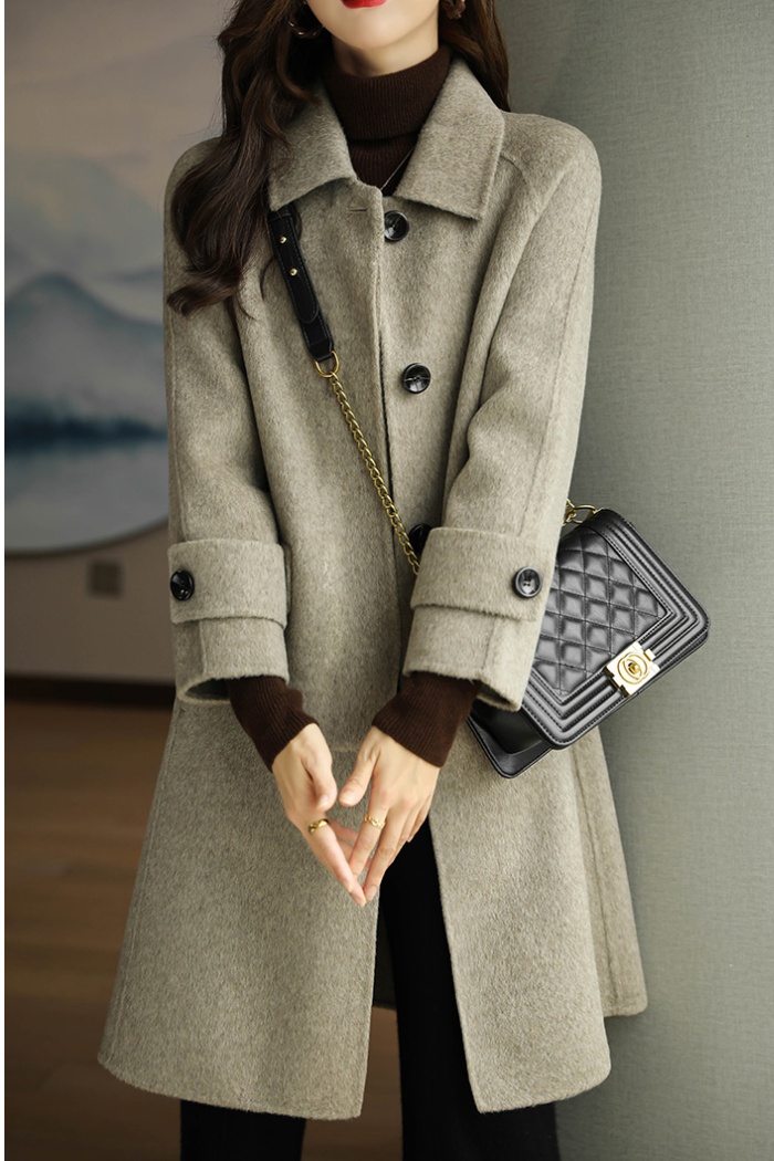 Straight Korean style coat black overcoat for women