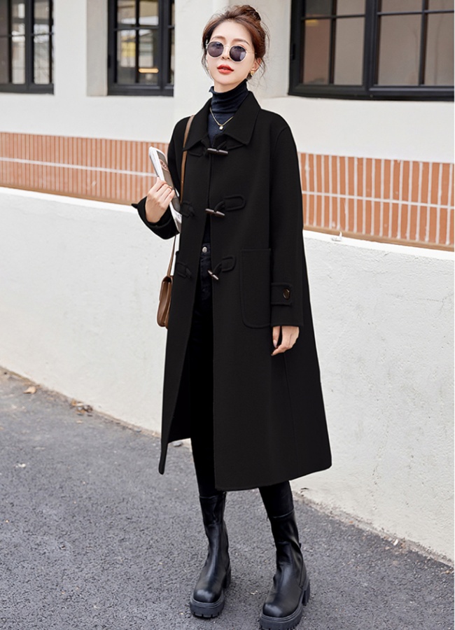 Autumn and winter woolen coat long overcoat for women