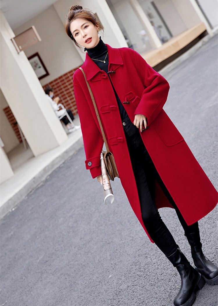 Autumn and winter woolen coat long overcoat for women