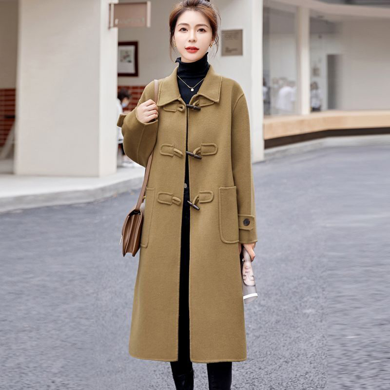 Autumn and winter woolen coat long overcoat for women