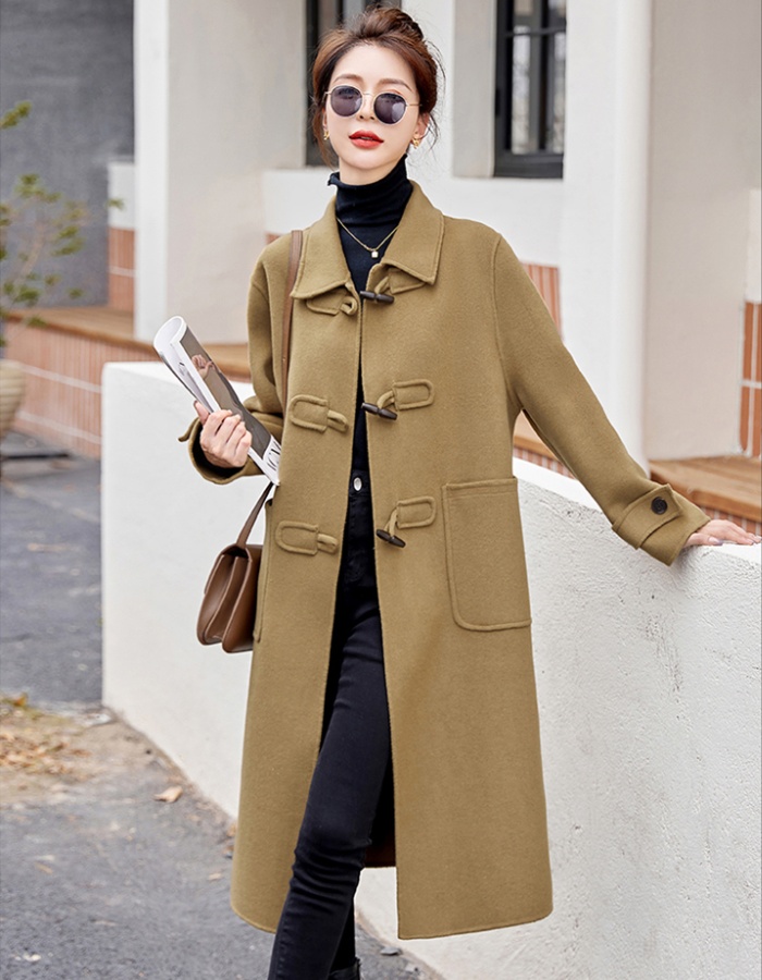 Autumn and winter woolen coat long overcoat for women