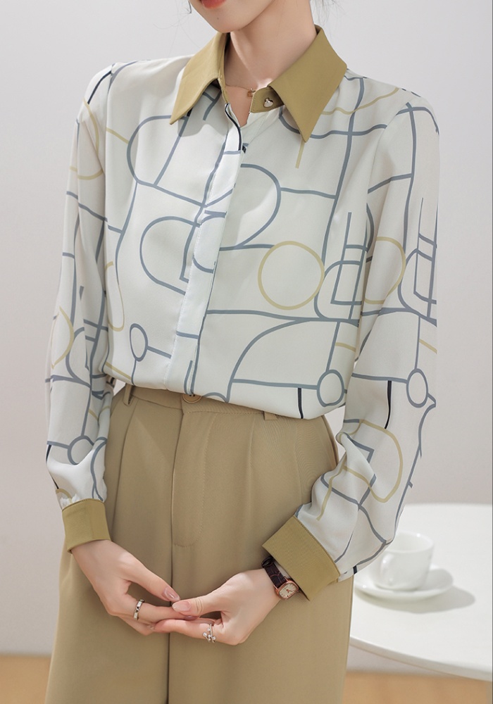 Long sleeve mixed colors shirt temperament tops for women