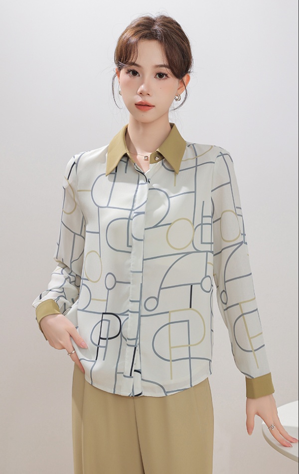 Long sleeve mixed colors shirt temperament tops for women