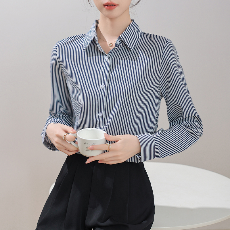 Slim Korean style profession tops temperament autumn shirt