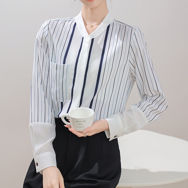 Long sleeve autumn simple stripe shirt