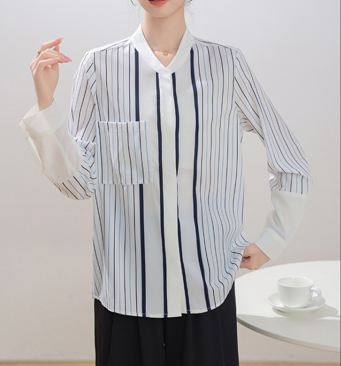 Long sleeve autumn simple stripe shirt