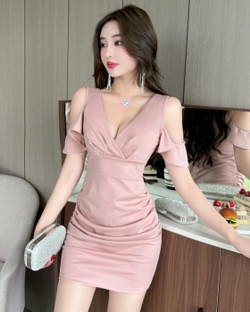 Strapless nightclub pinched waist temperament dress