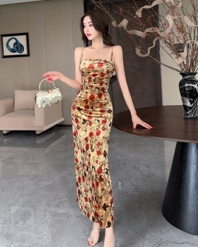 Slim temperament dress sling autumn long dress for women