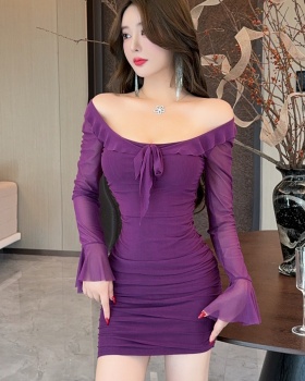 Package hip gauze pinched waist sexy dress for women