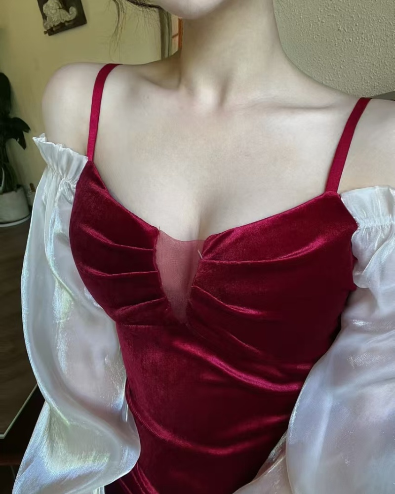 Sexy strapless sling bottoming mixed colors dress