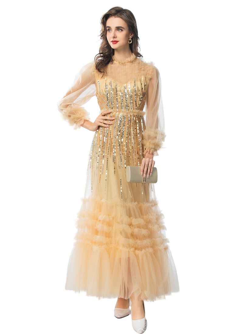 European style dress sequins formal dress for women