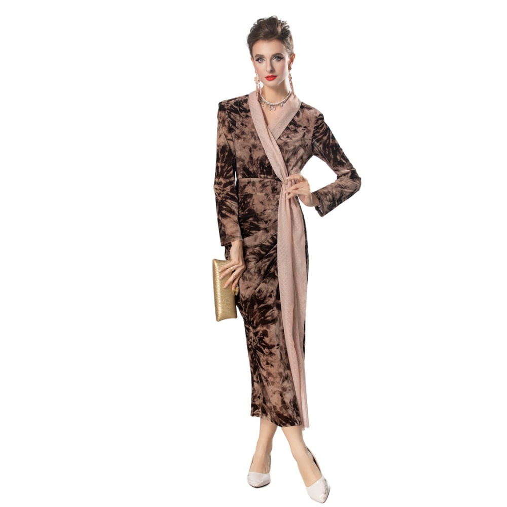 Stereoscopic elegant enticement retro long sleeve dress