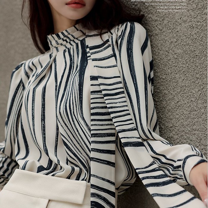 Personality niche autumn shirt zebra retro tops for women