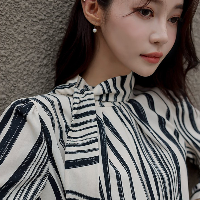 Personality niche autumn shirt zebra retro tops for women