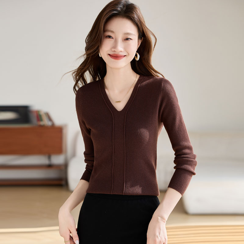 France style sweater pit stripe bottoming shirt for women