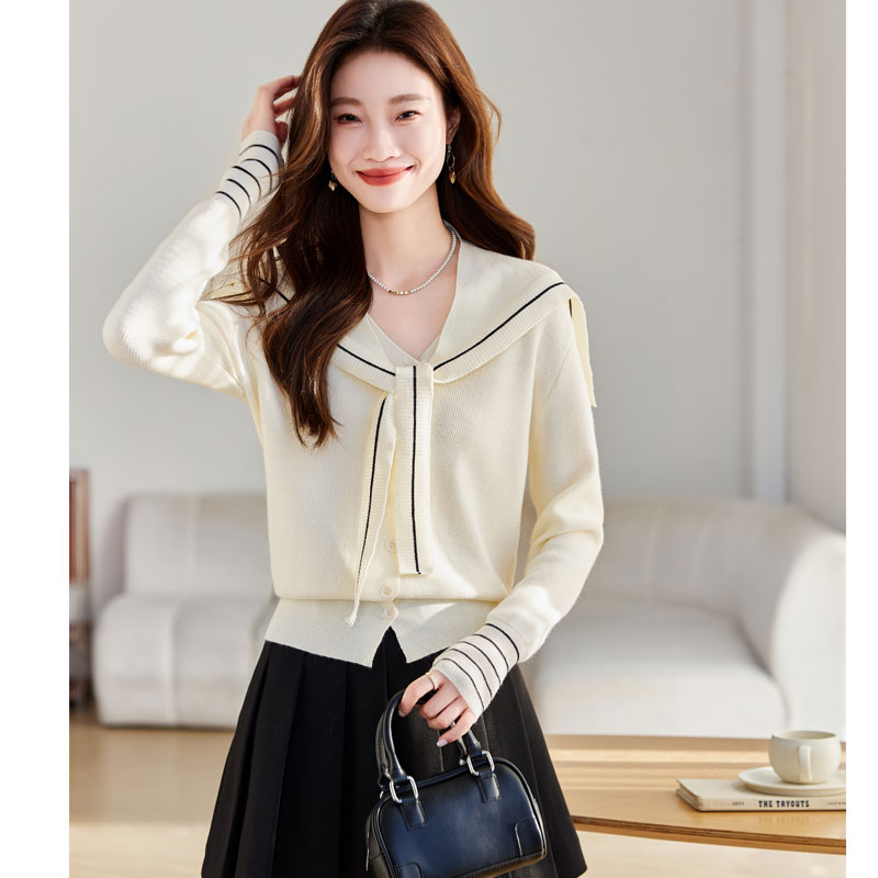 Loose slim all-match shawl knitted autumn cardigan 2pcs set