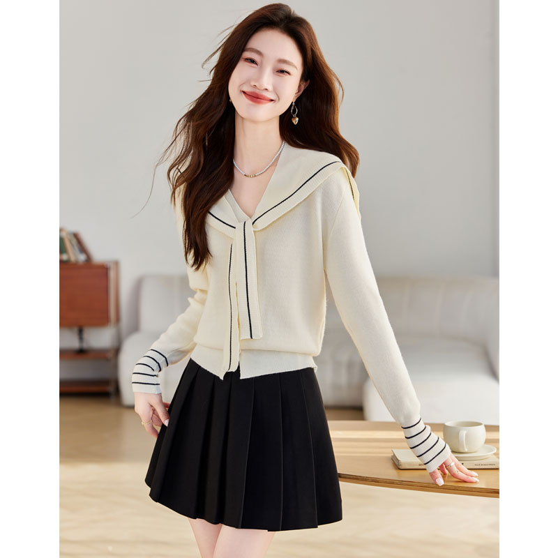 Loose slim all-match shawl knitted autumn cardigan 2pcs set