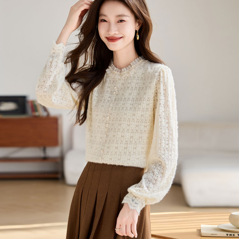 Long sleeve bottoming shirt sweet small shirt for women