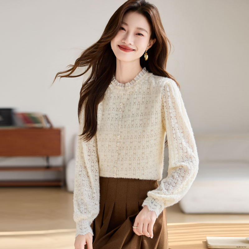 Long sleeve bottoming shirt sweet small shirt for women